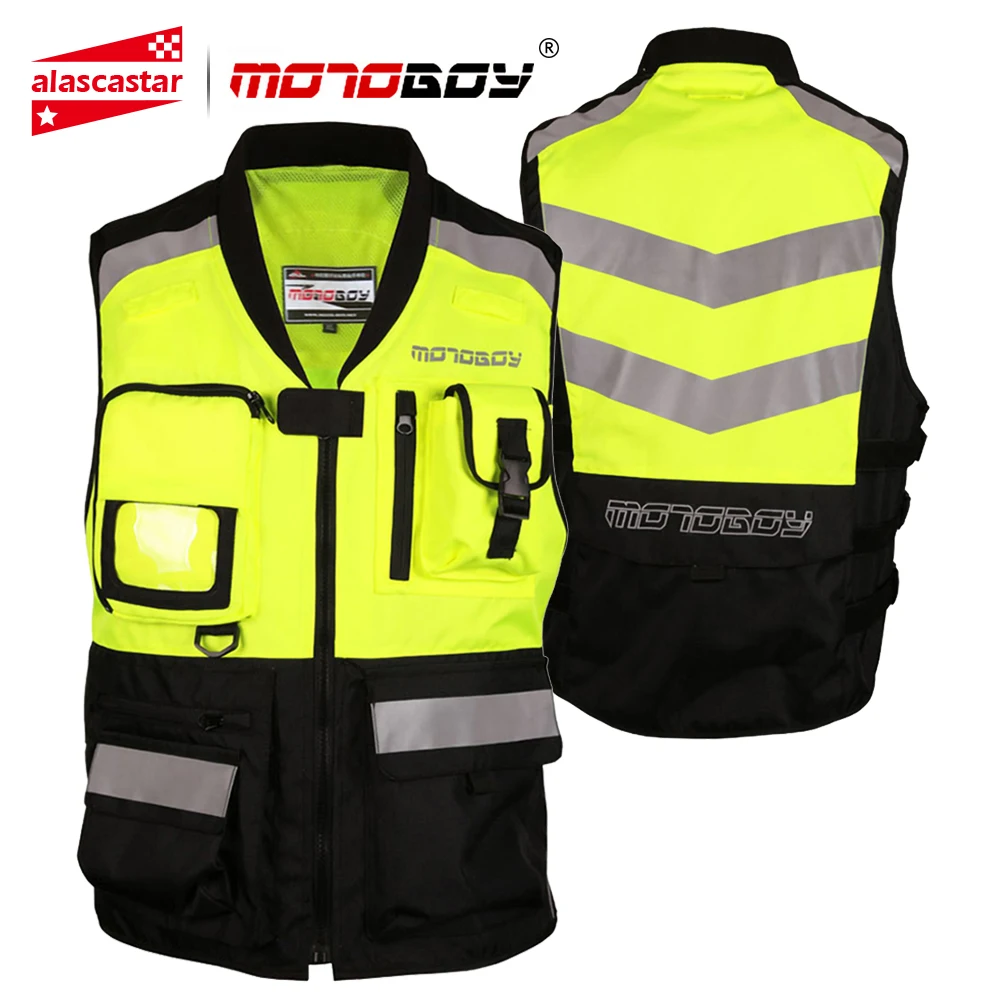 

MOTOBOY Motorcycle Vest Reflective Safety Summer Breathable Riding Motorcycle Jacket Moto Warning Vest With Protective Pads