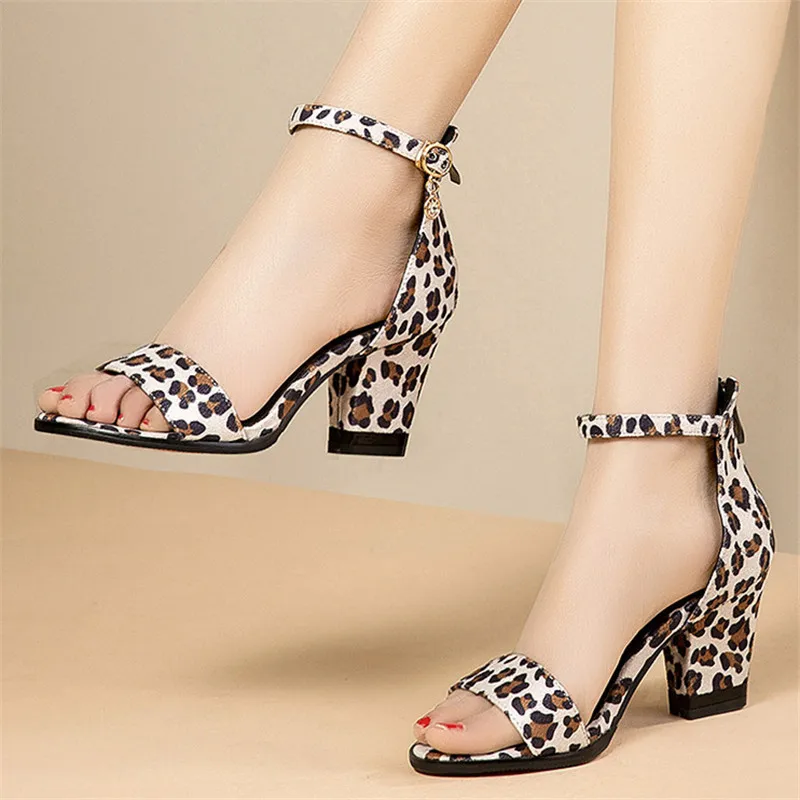 block heel sandals leopard print