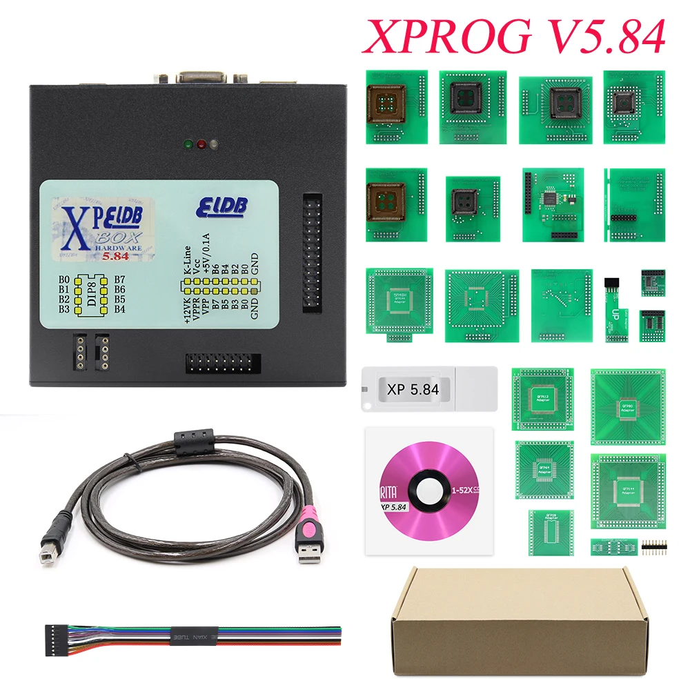 XPROG V6.12 добавить новое разрешение V5.74 V5.84 X-PROG М Полный Адаптеры металлический ящик XPROG-M ECU программист инструмент X Prog M V6.12 ключ - Цвет: XPROG V5.84