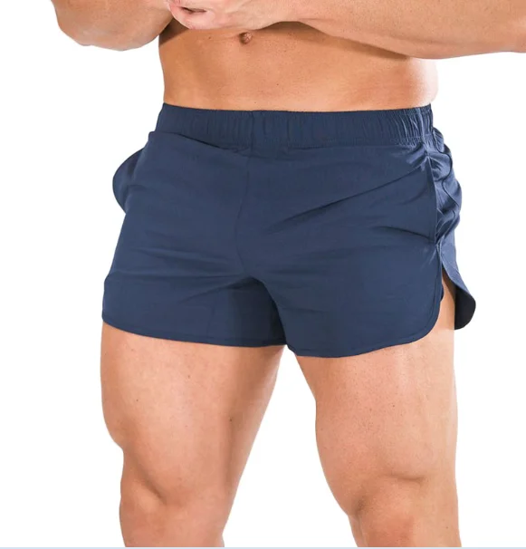 Navy Blue Мужские спортивные бег Бодибилдинг пляжные дышащие шорты для фитнеса и спортзала короткие брюки - Цвет: Navy Blue