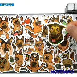 Autocollants de dessin animé chien de berger allemand, 50 pièces, paquet de jouets pour enfants, Scrapbook, papeterie pour téléphone et ordinateur portable, DIY bricolage 