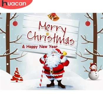 

HUACAN 5D DIY Diamond Painting Santa Claus Full Drill Rhinestone Kit Diamond Embroidery Christmas Mosaic Winter Wall Art Decor