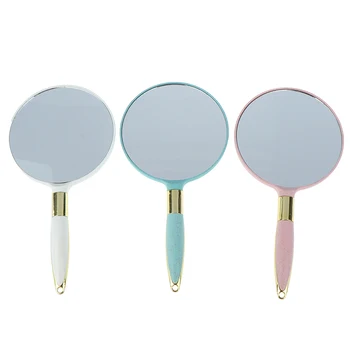 

1pc Vintage Hand Makeup Mirror Plastic Hand Mirrors Makeup Vanity Mirror Round Hand Hold Cosmetic Mirror With Handle For Gifts