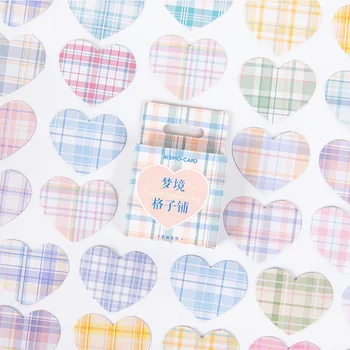 

46 pcs /Box Heart Design Colorful Dream Grids DIY Adhensive Mini Diary Stickers Decorative Sticker