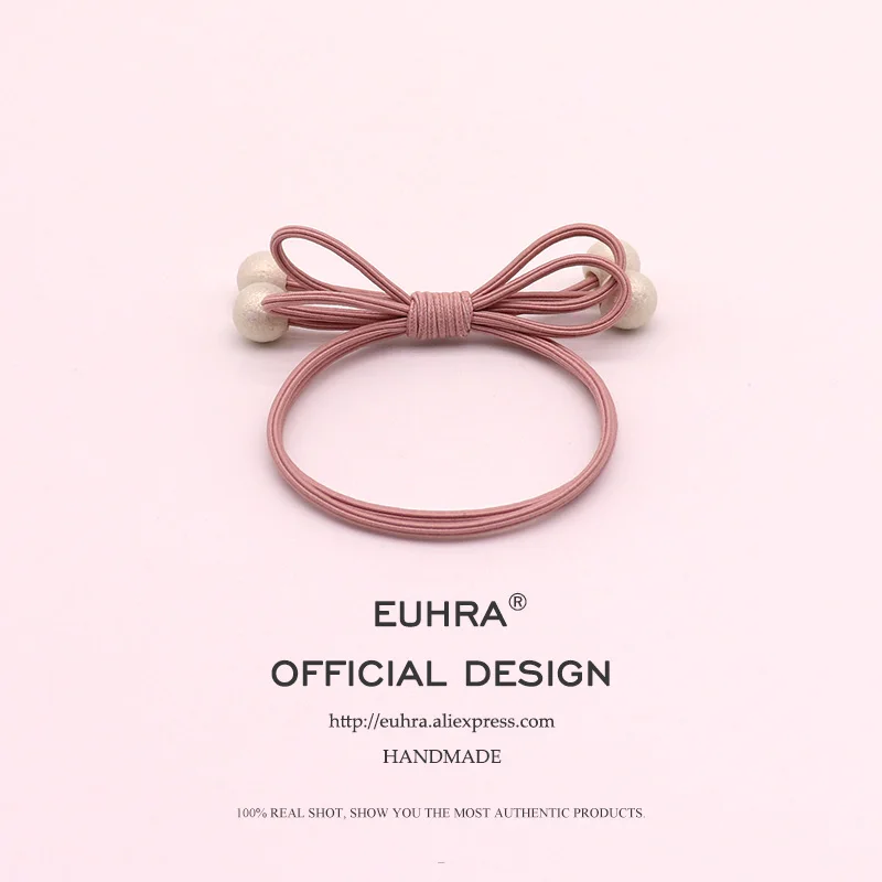 EUHRA/2 цвета, классический стиль, жемчуг ручной работы, трость для девочек, женские эластичные ленты для волос Детские резинки, Прочные эластичные - Цвет: Color 1