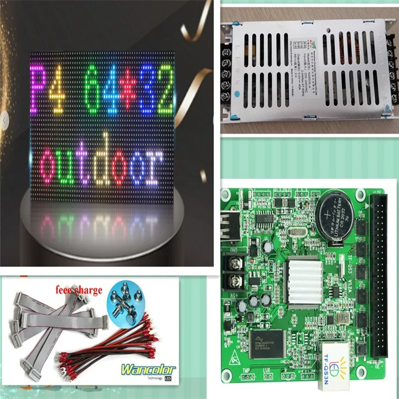 

free shipping DIY LED display 20 pcs P4 outdoor Full Color Led Module (256*128mm)+ccontroller+ power supply