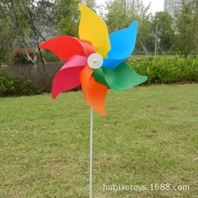 Горячая 40 см шесть цветная мельница пластиковые Шесть Листьев ветряная мельница наружное украшение сада DIY Детская игрушка ветряная мельница