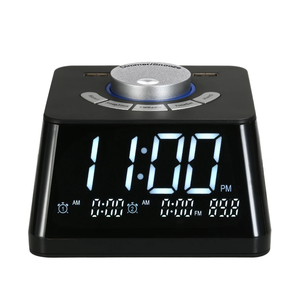 Умный Будильник радио-часы Регулируемый громкость дисплей температура диммер двойной будильник цифровые часы FM радио USB/батарея настольные часы