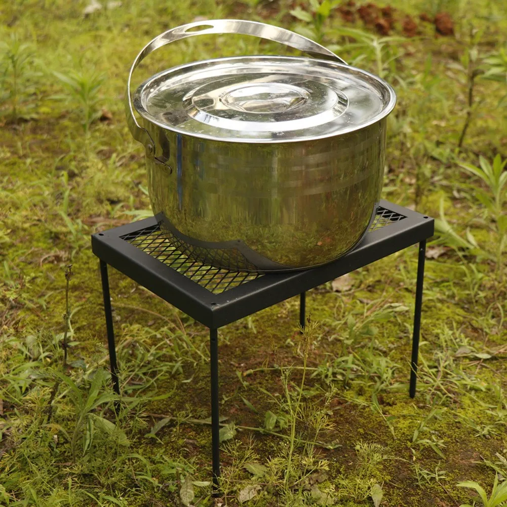 Iron Outdoor Camping Folding BBQ Grill Table Picnic Portable Barbecue Rack Table For Campfire 30*22*20cm Dining Table