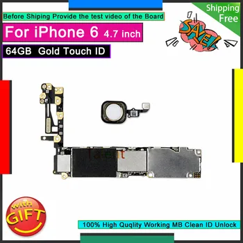 

For IPhone 6 Motherboard 64GB Gold Touch ID Unlocked Disassembly Mainboard Good Working Logic Board Tested Full Functions