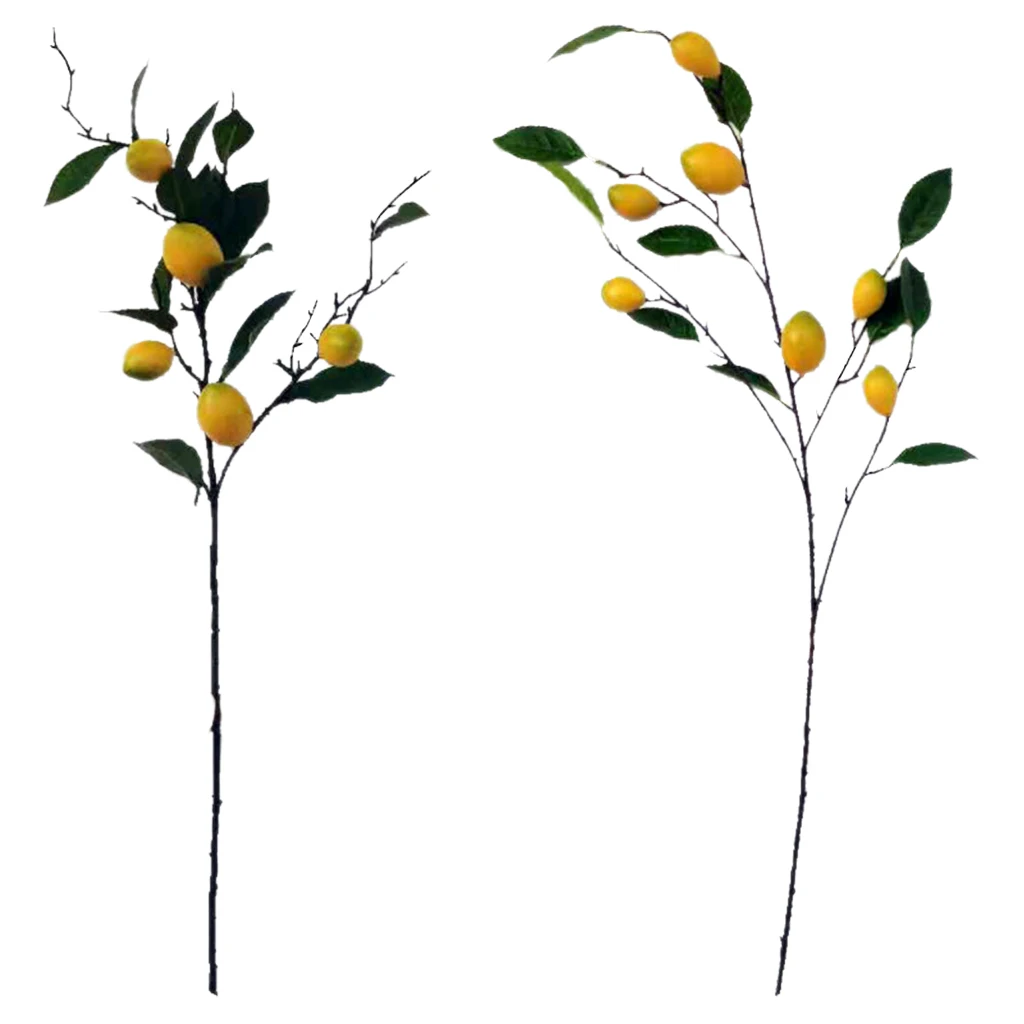 Artificial Lemon Branch Lifelike Fake Fruit Props Yellow Lemons