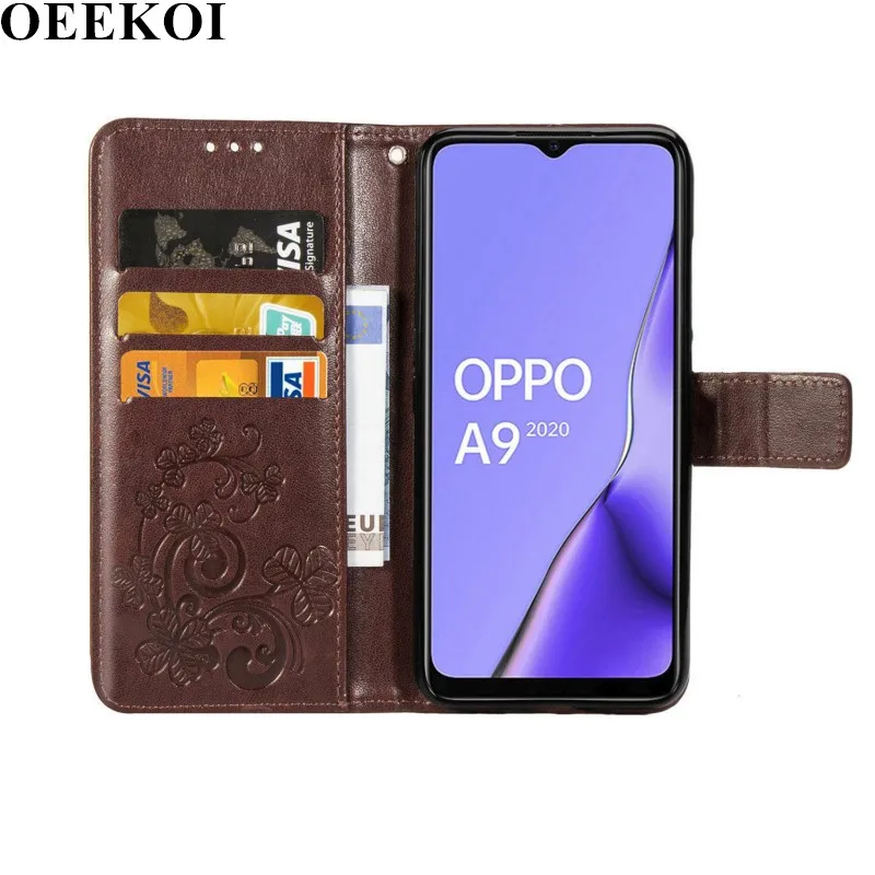 Чехол-книжка OEEKOI с четырехлистным клевером из искусственной кожи для OPPO A5 /A9 /Reno A