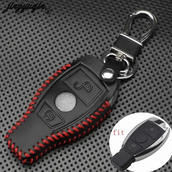 

jingyuqin Fashion leather Fob Cover Car key Case for mercedes benz Cla A180 A200 A260 A AMG Classe 2 Buttons keychain