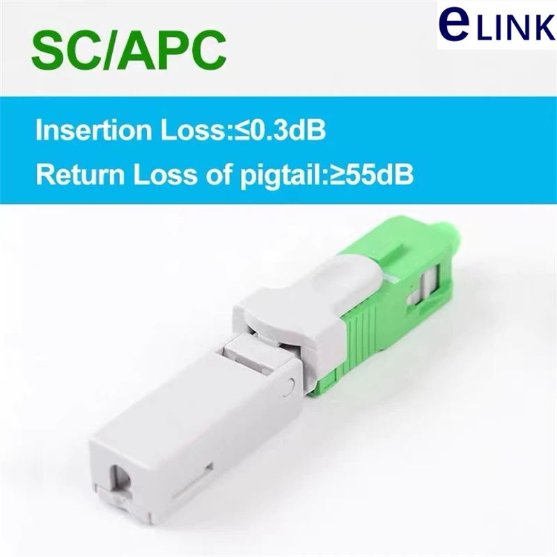 

Полевой коннектор FTTH SC/APC, верхний обжимной соединитель IL 100 дБ SM, быстрая холодная сборка, коннектор из оптического волокна ELINK, Заводские продажи, шт.