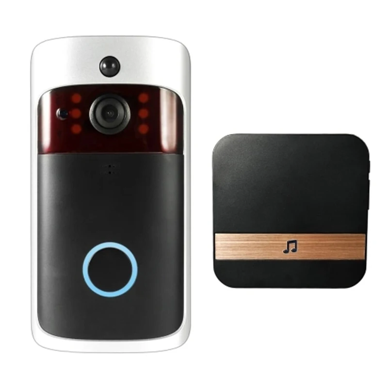 Smart Wireless Wifi Security Doorbell Video Door Phone with Plug-In Chime Visual Recording Low Power Consumption/ Remote Home Mo