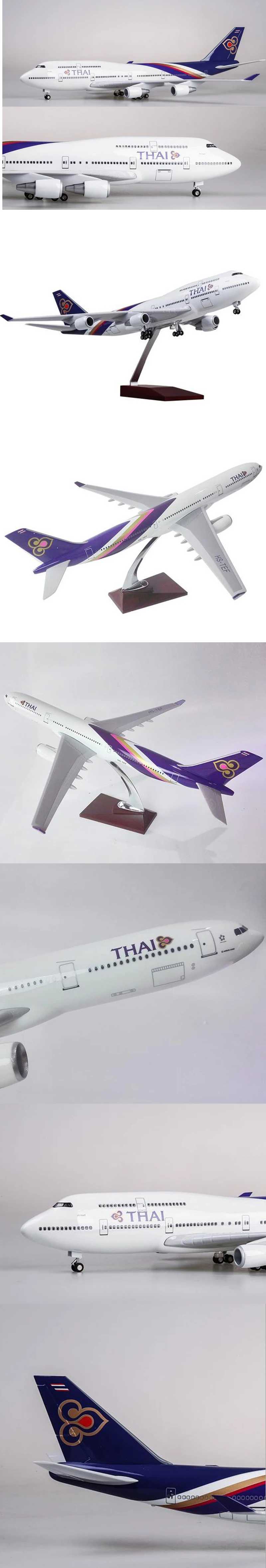 1/150 масштаб 47 см B747 модель самолета Thai Airways модель самолета с светильник и колесами полимерная модель самолета для коллекционного подарка
