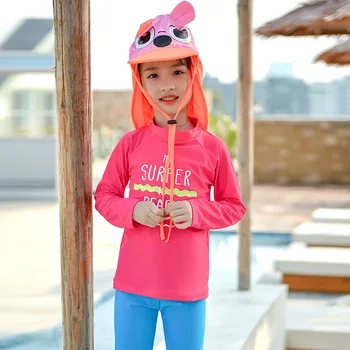 

Children's Swimsuit For Children Boy Baby Bikini Kids Rash Guard Child May Beach Swimwear Girls Long Sleeve Pants Drying Topi