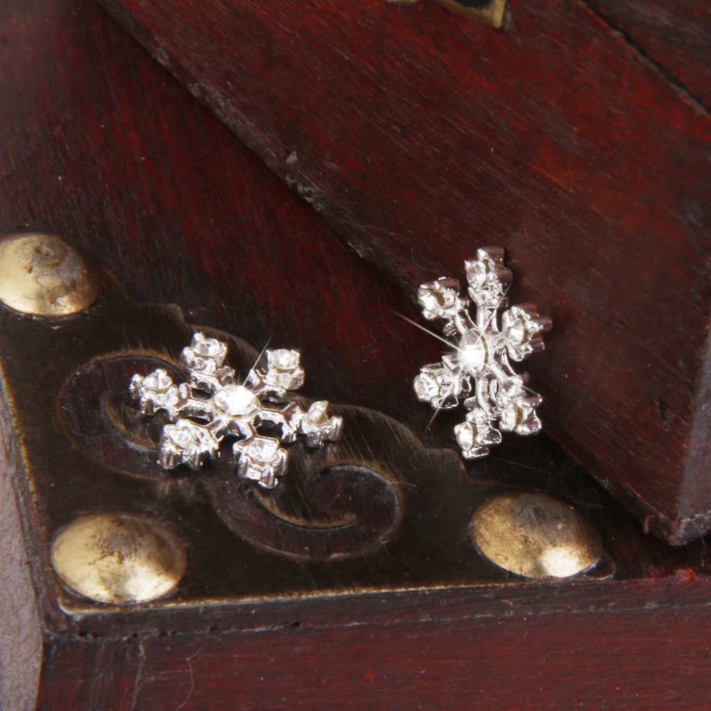10 × Silver Snowflakes Rhinestones Buttons Hair Bows Hair Garments Accessories,14mm