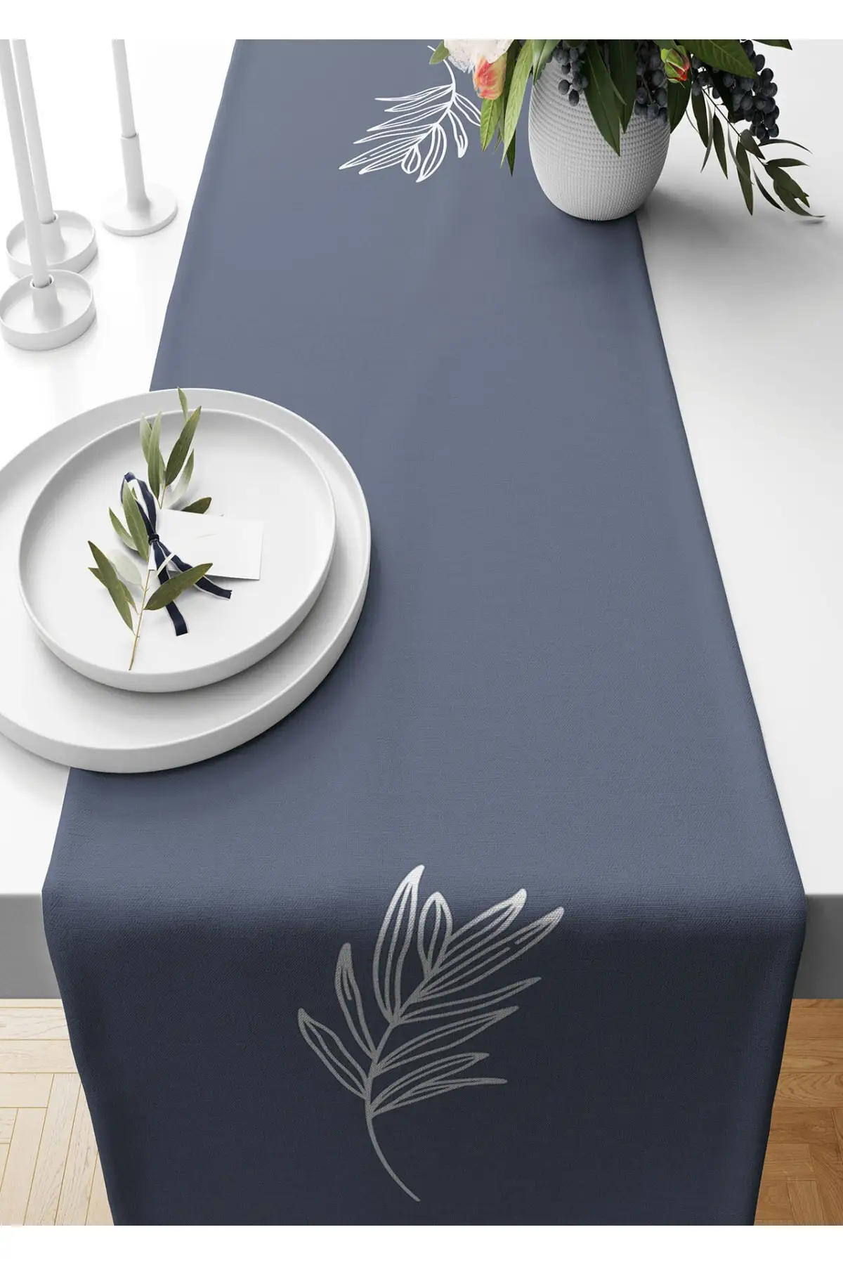 

Runner 40*140 Cm Pastel Leaf Decorated Suede Woven
