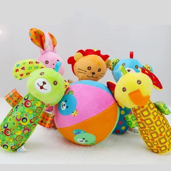 

Baby Plush Strollers For Dolls Bowling Animal Rattles Game Toys For Baby Cartoon Animal BB Stick Toy Soft Rattles