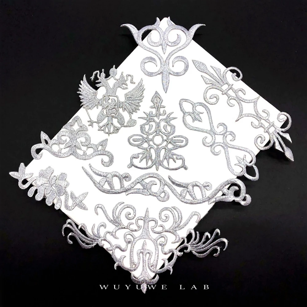 

5Pcs Sliver Retro Iron on Appliques in Garments Steamers Clothing Embroidery Patch Fabric Sticker Iron On Patch Craft Sewing