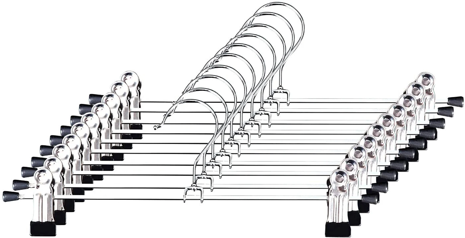 10 cintres à pince en plastique noir idéal pour jeans, pantalon et jupe
