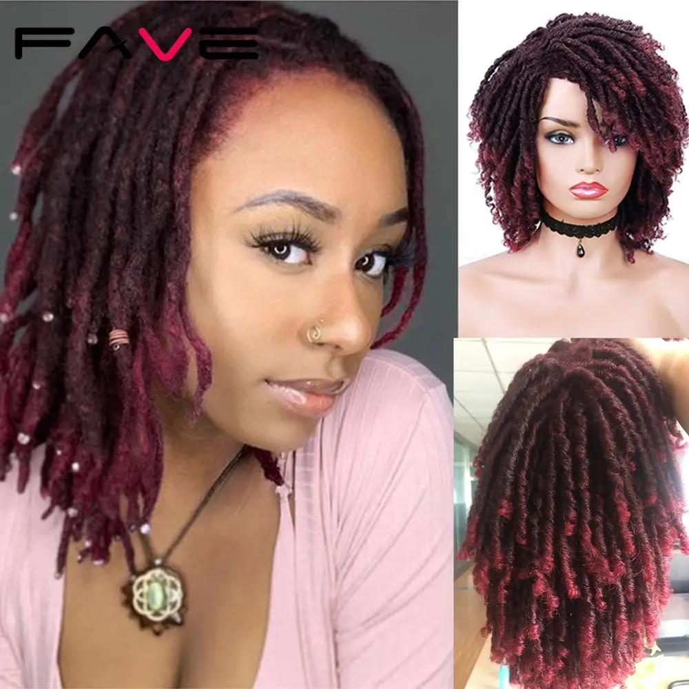 

FAVE Short Dreadlock Ombre Bug 1b99J Braiding Crochet Twist Hair 6 Inch Synthetic Wig For Black Women/Man High Temperature Fiber