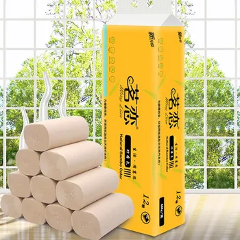 

12 Rolls Toilet Paper Roll Soft Strong Toilet Tissue Home Kitchen 4-ply For Daily Use Home Bath Soft Toilet Paper Skin-friendly