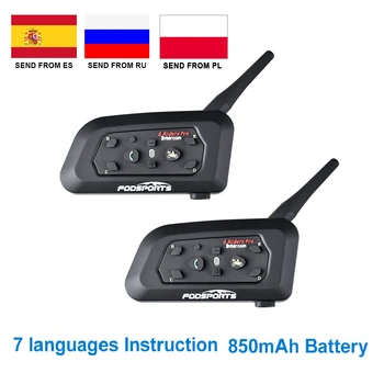 Beste Fodsports V6 Pro Motorhelm Bluetooth Headset Intercom 6 Riders 1200M Draadloze Intercomunicador Bt Interphone