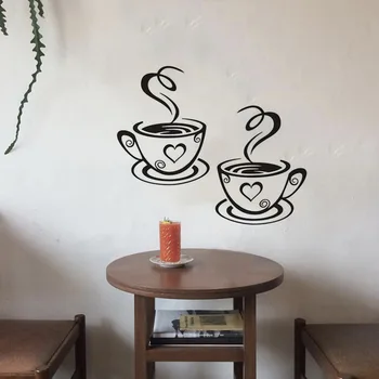 Coffee cup wall sticker design is beautiful tea cup room decoration kitchen decoration wallpaper sticker Environmental PVC