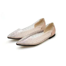 Модная женская обувь на плоской подошве; прозрачные стразы; обувь с острым носком; обувь без застежки; Осенняя обувь на плоской подошве