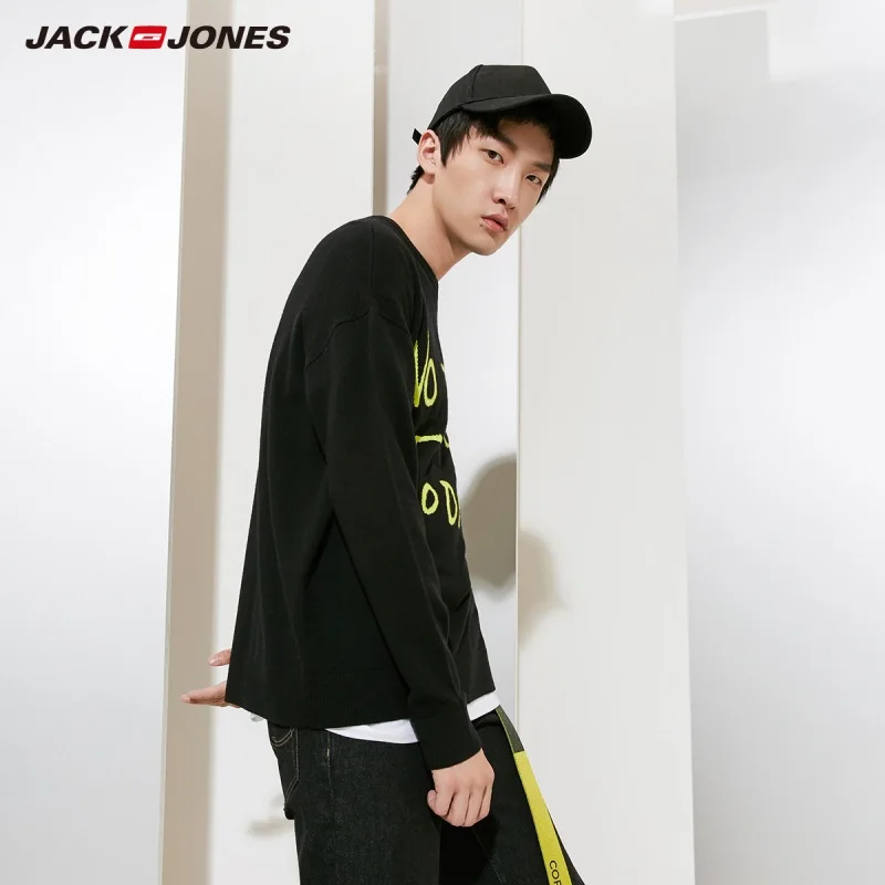 JackJones осенний мужской свитер с контрастным буквенным принтом на каждый день 218324554