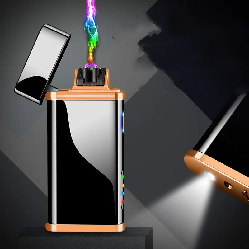 

Newest Metal Electrical Display of Double Arc Charging Pluse Lighter Lighter for Horse Lamp Lightning lighter with LED Lighting
