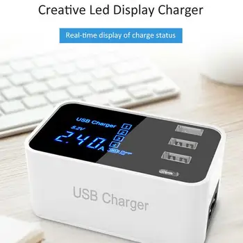 

4 Ports USB Mobile Phone Charger Digital LCD Screen Display Smartphone Tablet Chargers Type-C charger US/EU/UK/AU Plug