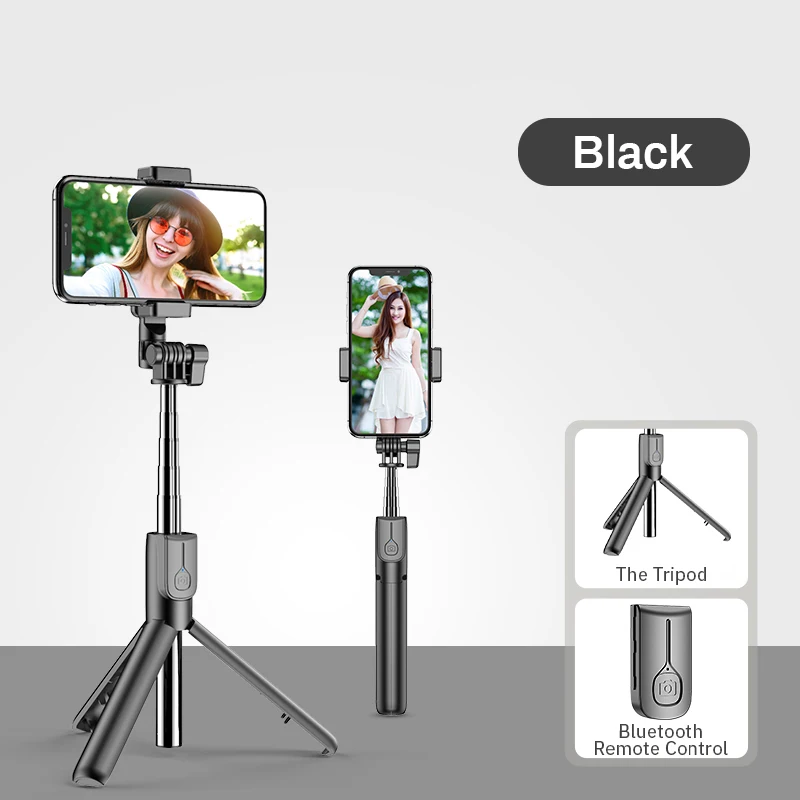 Celly Palo Selfie Bluetooth con Luz Flash Negro ClickFlashPod Extensible y Plegable Universal 