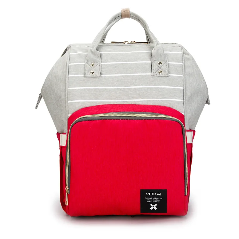 Рюкзак Mochila Land, сумка для подгузников, водонепроницаемая сумка для мамы, Большая вместительная Детская сумка, органайзер для ухода за ребенком, сумка для подгузников - Цвет: Red stripe