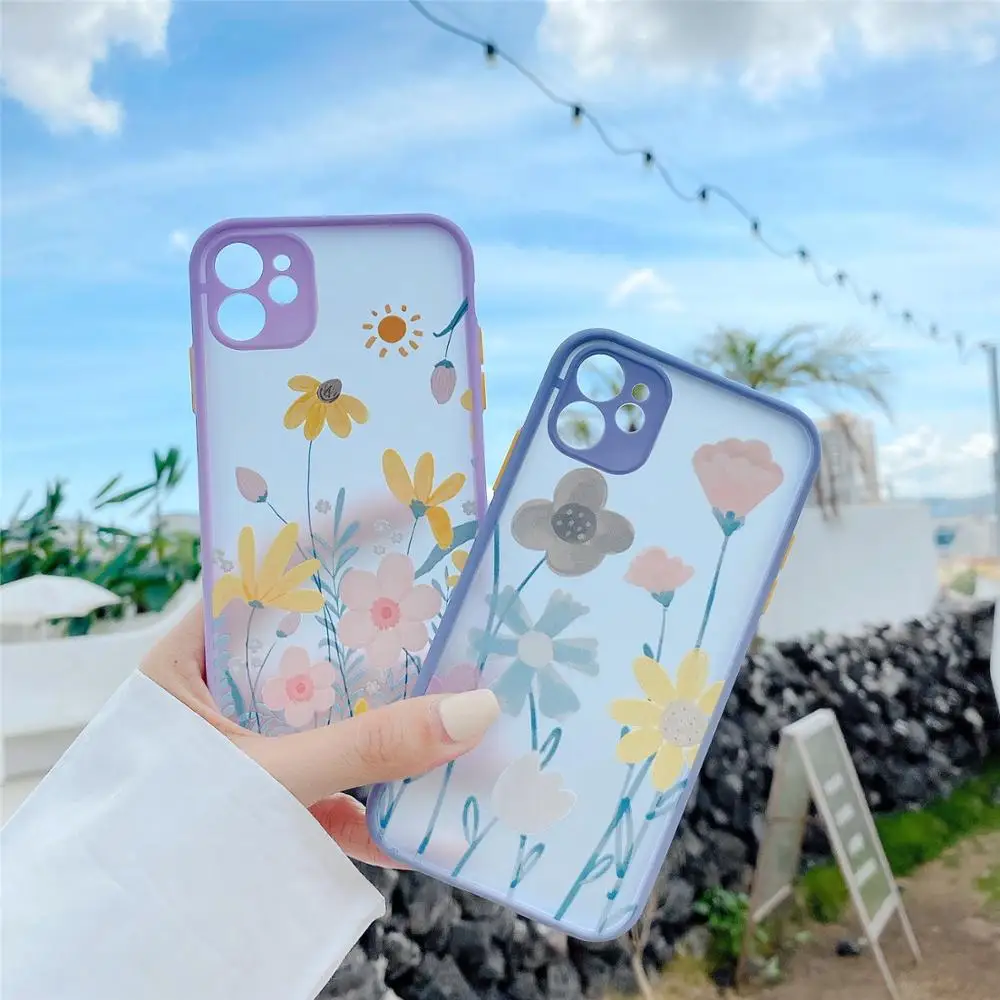 

Floral Flower Pattern for iPhone MAX X 11 9 8 7 6 on Soft Clear TPU Cover for Girls Women Slim Fit Protective Phone Case Khushi