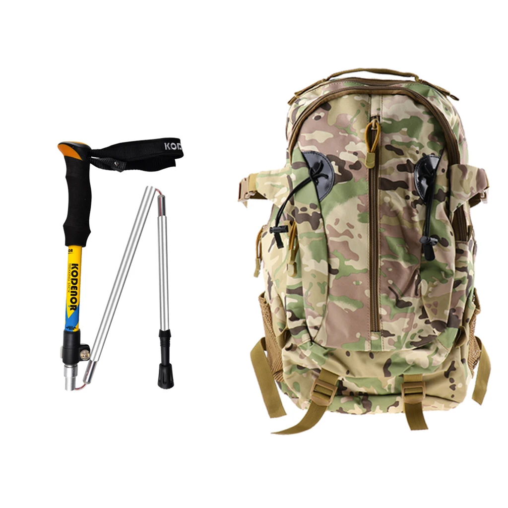 Travel Hiking Daypack Foldable Large Casual Bags with Ultralight 5 Sections Portable Hiking Poles Hiking Equipment