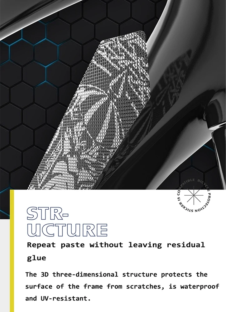 Autocollant De Protection Cadre Vélo En Gel De Silicone - 220x53 Mm - Anti-éraflures Et Chocs - Pour Tube Descendant