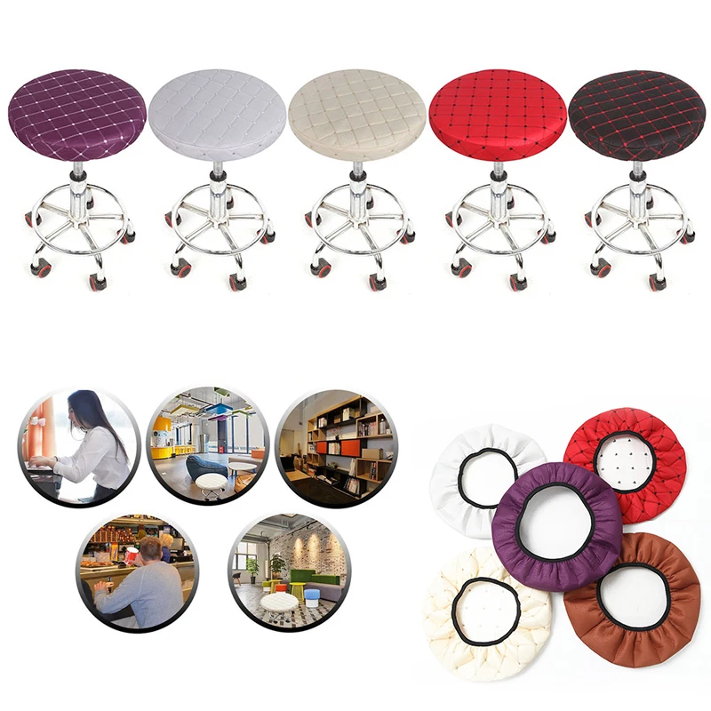 Elastic Round Chair Cover Bar Stool Removable Seat Protector Cotton