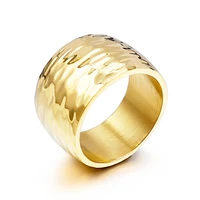 Gold Color Titanium Wave Ring for Women Highly Polished Stainless Steel Shiny 10mm Wide Ring 1