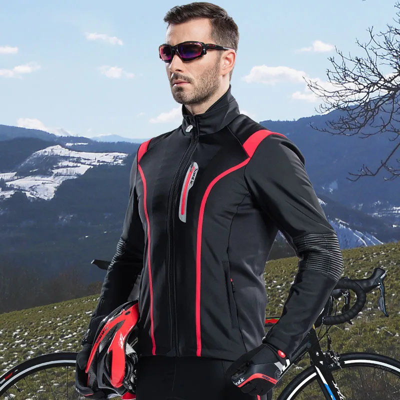 Santic Men Cycling Jacket Bike Racing Winter Fleece Cycling Jackets Windproof Cycling Clothes Ciclismo Jersey M5C01062R