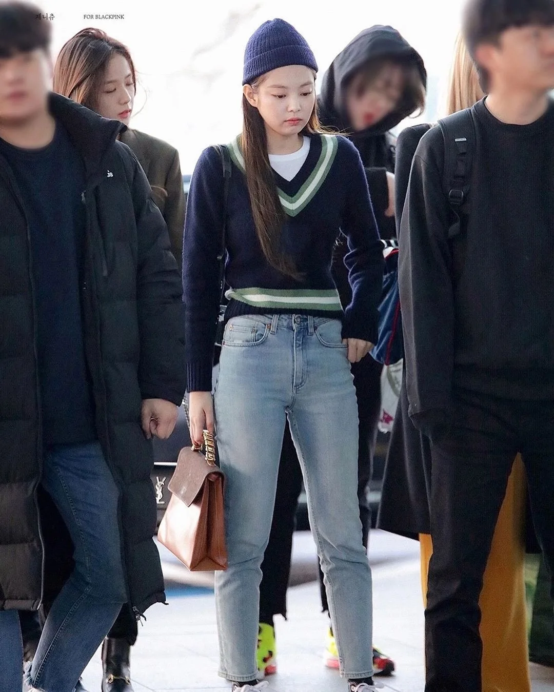 Kpop Blackpink JENNIE same Модный пуловер, топы для женщин, тонкий свитер, женская уличная одежда, Короткие вязаные свитера с v-образным вырезом