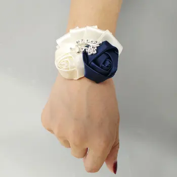 

Ribbon Rose Wedding Prom Corsage Bride Wrist Corsage Bridesmaid Hand Wrist Flower Corsage Bracelet Wedding Accessories SW1317-A