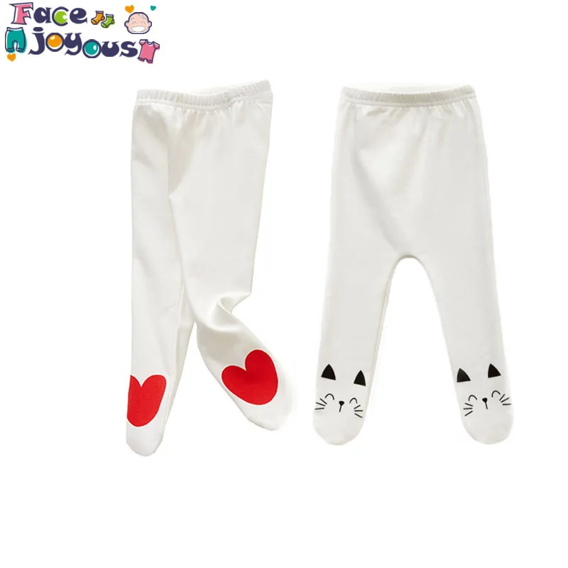 

Newborn Unisex Baby Pants 0-24m Baby Cotton Mid Waist Trousers Infant Baby Boys Girls Bag Foot Pants Even Socks Baby Leggings