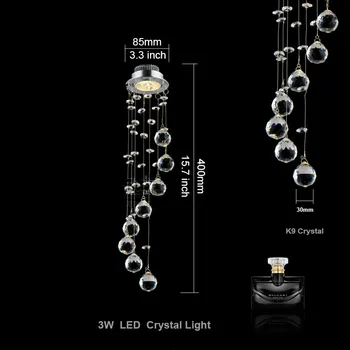 

Mini Modern Crystal Ceiling Light Fixture Spiral Crystal Lamp Crystal lustre Light fitting LED for Aisle Hallway Porch Staircase