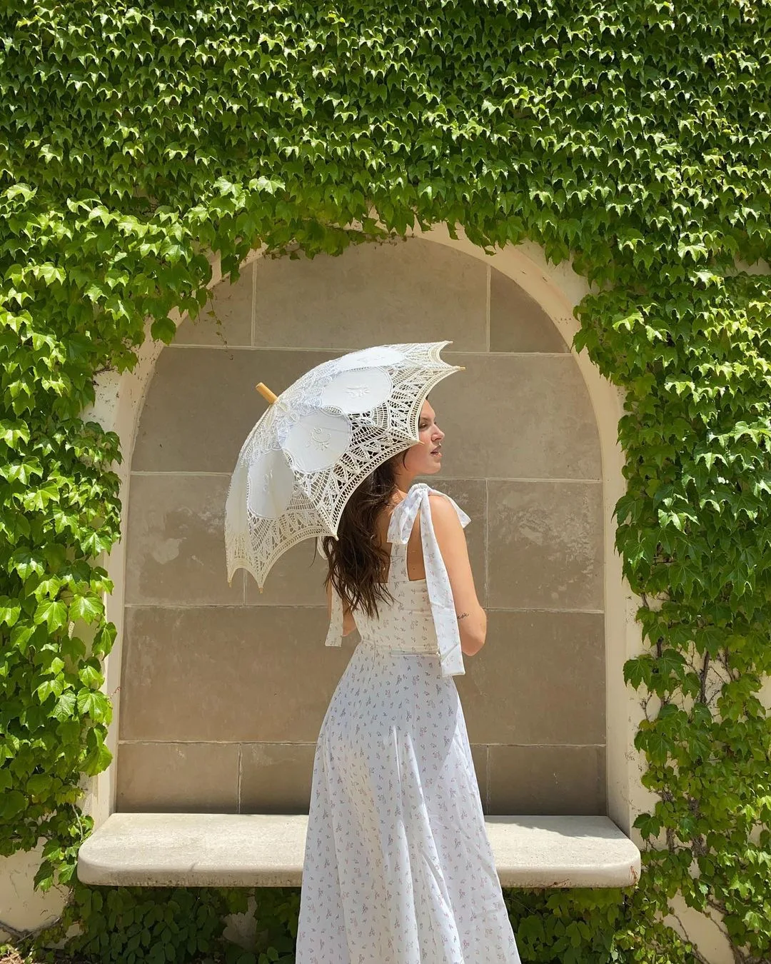 Summer Spring Floral Dress Women's Sexy Casual Fashion Sundress Midi Slip Backless Pleated Slit White Yellow Lace-up Flowers