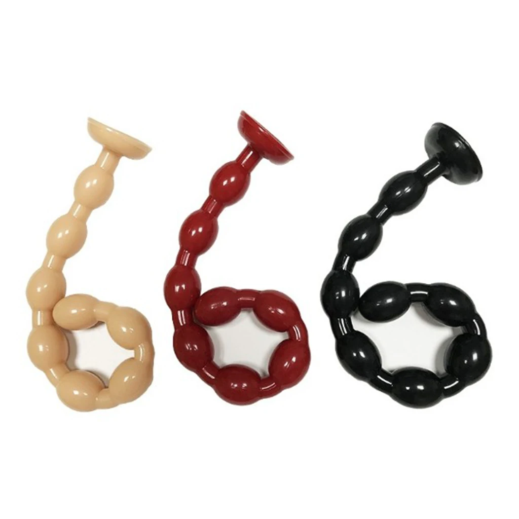 Soft Elastic PVC 8 Beads Anal Butt Plug Toys with Suction Cup Backcourt Pull Beads Prostate Massager Ball Adult Games Party Prop