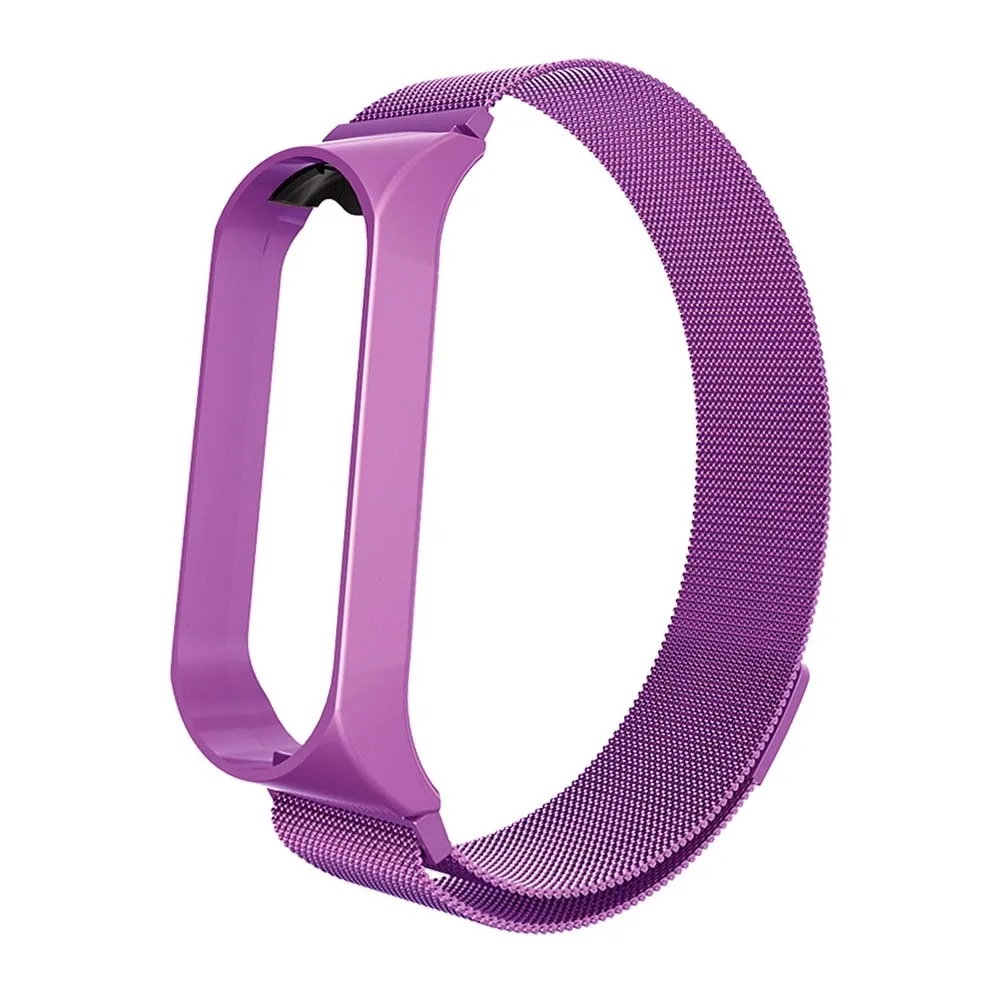 Rovtop ремешок для Xiaomi mi Band 4 ремешок для Xiaomi mi band 3 браслет для mi band 3 M3 M4 металлический Безвинтовой браслет из нержавеющей стали - Цвет: Magnet Purple