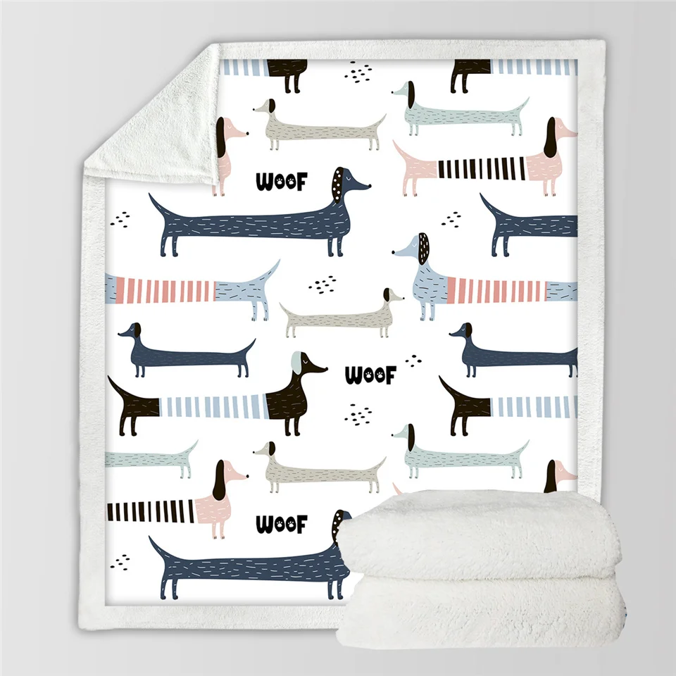 1 Постельные принадлежности Outlet Dachshund постельные принадлежности с милой собачкой из мультфильма животные шерпа одеяло с принтом плюшевое покрывало Прямая поставка - Цвет: 1